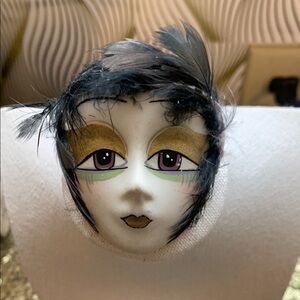 Vintage Porcelain Flapper Brooch